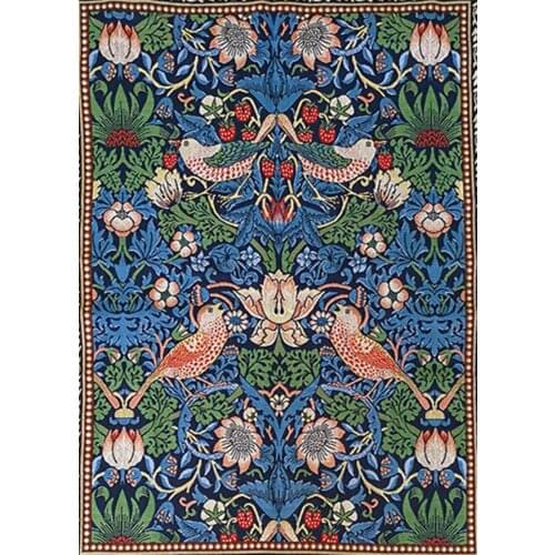 Belgian Tapestry 100% Cotton Jacquard Tapestry Wall Decoration European Style Tapestry William Morris Strawberry Thief 110*140cm