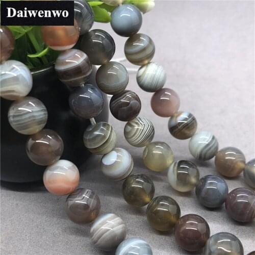 Gray Stripe Botswana Agate Beads 6-10mm Round Natural Loose Stone Diy