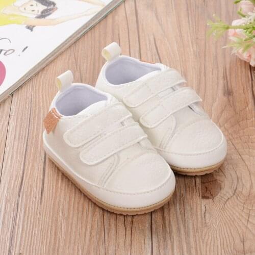 Infant PU Leather Shoes Unisex Walking Anti-Slip Hook and Loop Fasteners Decoration Spring Summer Fall Sneakers