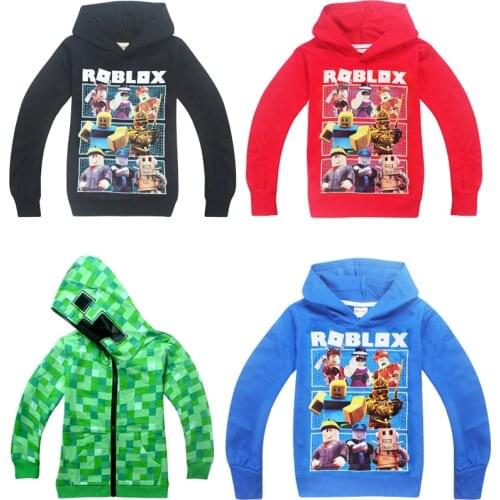 Children Robloxs Sweatshirts Hoodies Drawstring Pullovers Kid Boy Streetwear Unisex Cartoon Hooded Jacket Autumn Fleece Tops