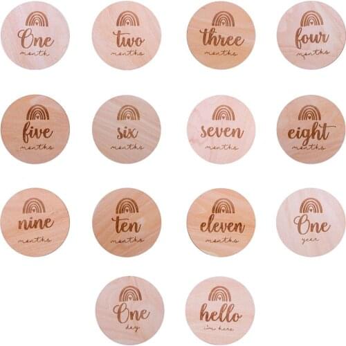 1 Set Wooden Baby Milestone Newborn Birth Month Birthday Memorial Card Newborn Kids Photography Props Accessoires Toy