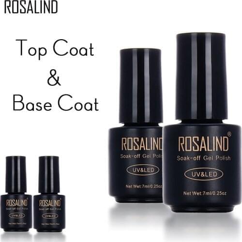 ROSALIND 7ML Base&Top Nail Gel Polish Tempered Top Rein Force Gel Rubber For Semi Permanent Nail Manicure Nail Art Gel Varnishes