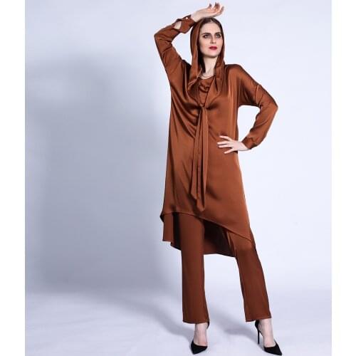 Eid Two Piece Sets Tops and Pants Women Turkey Muslim Hooded Abaya Dresses Ramadan Moroccan Kaftan Islamic Clothing Dress Sets