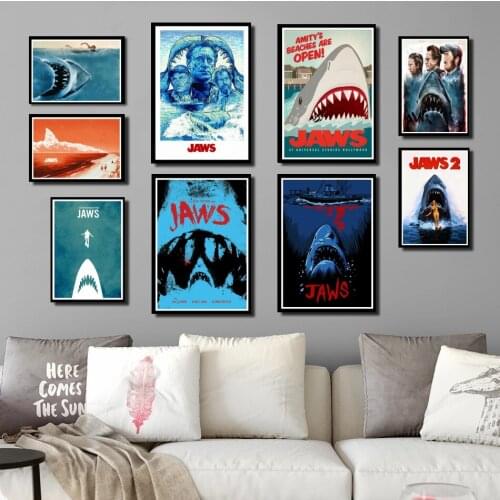 Perfect JL Posters and Prints JAWS Movie Horror Shark Poster Wall Art Picture Home Decor wall stickers