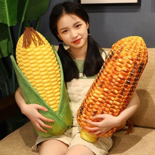 Simulation Corn Plush Toys Grilled Corn with Leaf Pillow Creative Cute Plants Stuffed Pillow Kids Doll Birthday Gift for Girls