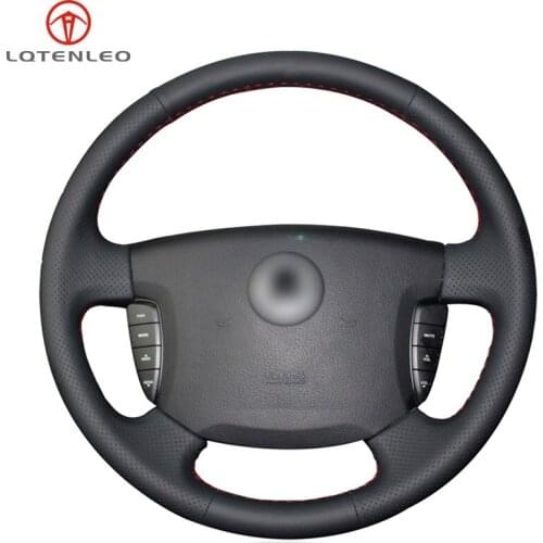LQTENLEO Black PU Artificial Leather DIY Hand Sew Car Steering Wheel Cover For Ssangyong Actyon Kyron