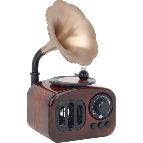 Retro Classical Vinyl Record Phonograph Music Box Creative Old Radio Figurine Home Decor Hand Cranked Music Box