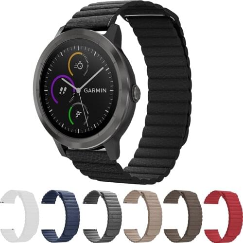Leather Loop Magnetic Watch Band Strap For Garmin Forerunner 245 245M 645 645M Wrist band for Vivoactive 3 trainer music Venu SQ