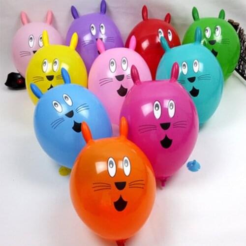 Multicolor Helium Balloon Animal Rabbit Head Printed Ballon Latex 12inch Cute Cartoon Balls Decoration Birthday Party Kids Toy