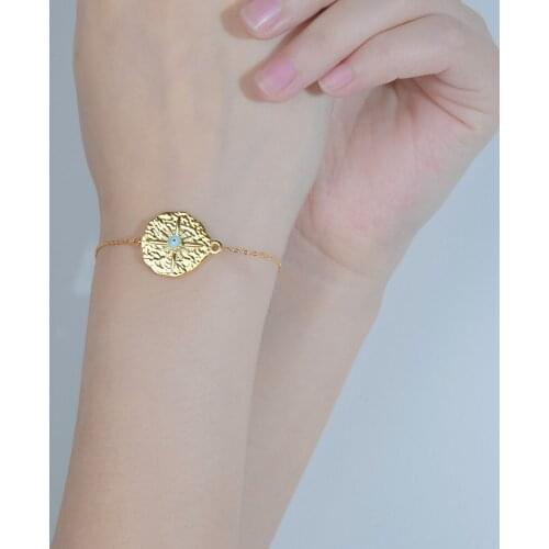 Acheerup Fashion Devils Eye Irregular Round Stainless Steel Bracelets for Women Girls Jewelry Birthday Gift Friends