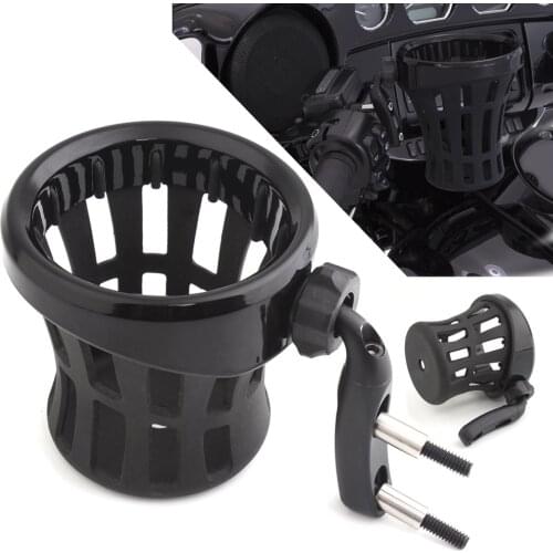 Motorcycle Black chrome Custom Drink Cup Holder For Harley Road King Electra Glide Sportster Dyna Softail Low Rider 1996-UP