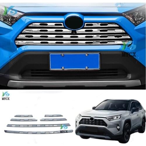 Stainless Car Grille Trim Stripe Fits 6PCS for Toyota RAV4 2019 2020 2021 Auto Decoration Accessory Chromium Styling Car-styling