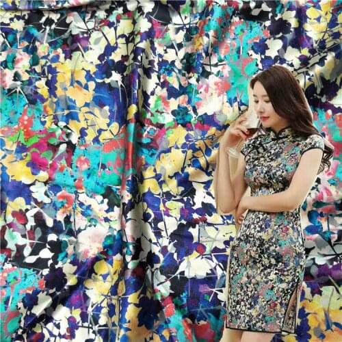1 Meter New High-end Digital Printing Stretch Silk Fabric Mulberry Summer Dress Shirt Scarf Clothing