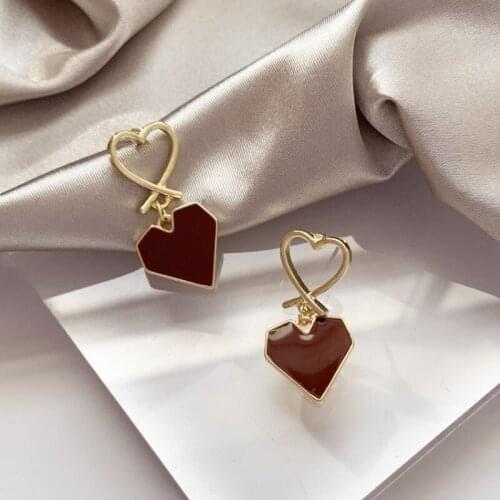 New S925 Silver Needle Sweet and Gentle Love Earrings Female Korean Personality Wild Geometric Hollow Cute Earrings