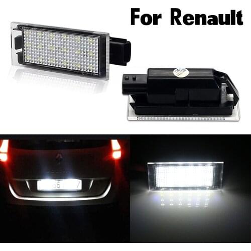 2Pcs White LED For Renault Clio Grand Tour MK 3 4 Kangoo Koleos Kadjar Car Number License Plate Lights Assembly Auto Number Lamp