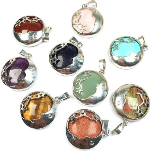Natural Stones Pendant Crystal Hollow Out Pentagram Exquisite charms for Jewelry Making DIY Reiki Necklaces Accessories