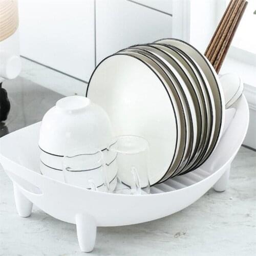 Portable Dish Drying Rack Oval Shaped Drainer with Utensil Holder Plate Bowl Cutlery Storage Vegetable Basket Kitchen Organizer