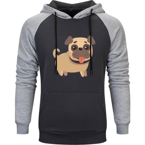 Lovely Dog Print Raglan Hooded Mens Long Sleeve Casual Clothing Leisure Tops Pullovers Comfortable Loose Fit Moletom Masculino