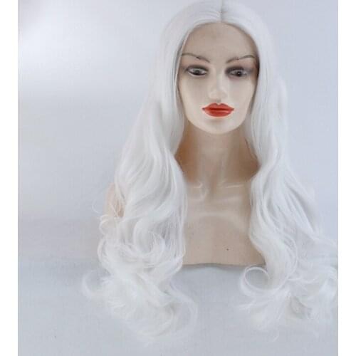 Snow White Wig Lace Front Wigs for Women Drag Queen Party Cosplay Natural Silver White Long Fluffy Wavy Body Wave Synthetic Wig