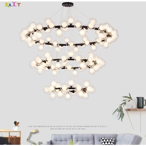 Glass bubble Pendant Lamps Magic Bean Modern LED hanging Pendant Lights Living Dining Room G4 black/GOLD