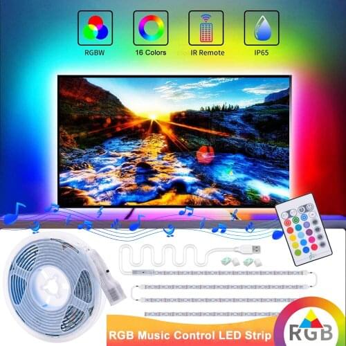 LED TV Backlight 6.56ft 9.84ft RGB 5050SMD Music Control Colors Changing LED Strip Lights with Remote 5V USB Powered LED Light