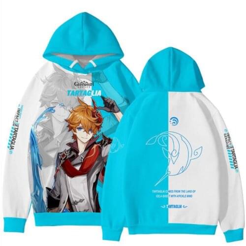 Genshin Impact Tartaglia Cosplay Hoodie Women Men Harajuku Sweatshirt Streetwear Hip Hop Pullover Hooded Jacket Casual Tracksuit