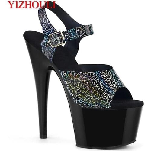 Cracked pattern vamp 15 cm high heels, 6 inch stiletto heels, club pole dancing practice performance, dancing shoes