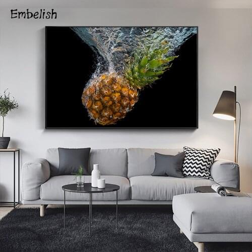Embelish 1 Pieces Fashion Fruits Pineapple In Water Kitchen Home Decor Pictures For Living Room Wall Art Posters Canvas Painting