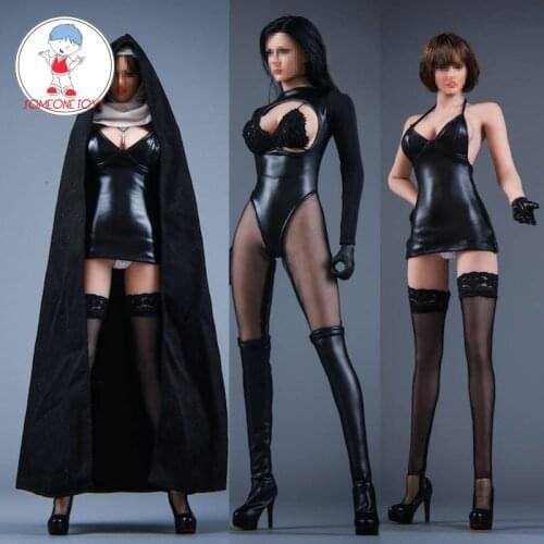 VSTOYS 19XG60 /6 Phicen black leather vest skirt Hooded Cloak necklace Church nun suit for 12" TBLeague Action body Jiaou Doll