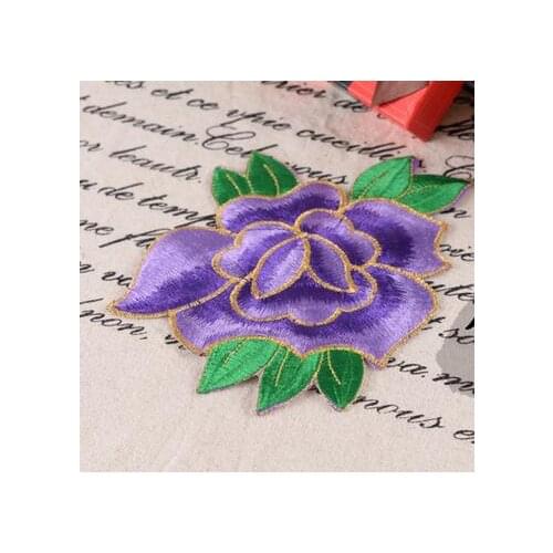 16cm x 14.5cm Embroidered cloth patch stickers affixed wild ironing whole stitch patch decorative decals peony Patch stickers