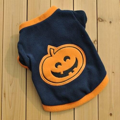 XS-L Halloween Pet Dog Clothes Cat Dog Fleece Pumpkin Hoodies Apparel Winter Warm Pet Sweatshirt Dog Costume Vest T-shirt