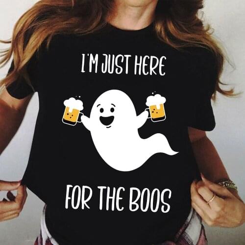 I'm Just Here for The Boos Printed T Shirt Halloween Short Sleeve T Shirt Unisex