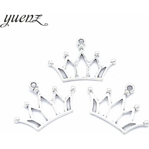 YuenZ 20 pcs Antique Silver color Crown Charms Metal Charm Pendant Jewelry Making 30*21mm N224