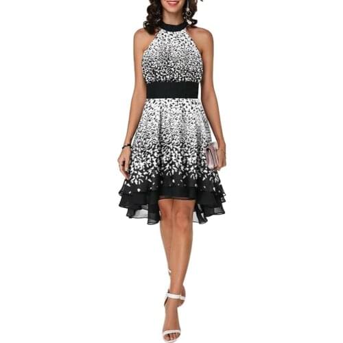 2019 Plus Size Elegant Women Fashion Summer Lady Halter Clothes Chiffon Female Evening Party Sundress Casual Slim A-line Dress