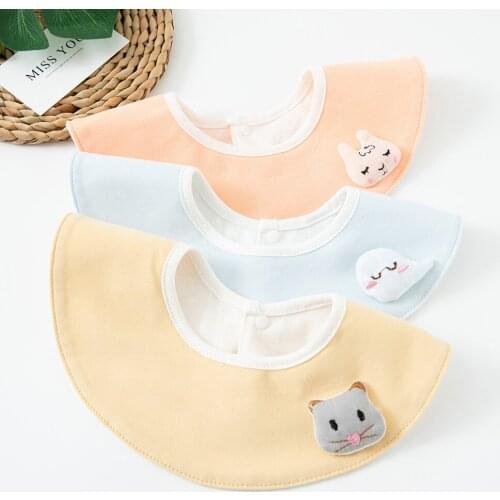 3pcs/lot Cotton Waterproof Baby Bibs Round Neck Baby Burp Cloth Bibs 360 Degree Bib for Girls Boys Baby Clothing Banda