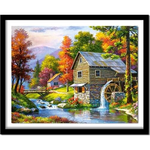 Diamond Embroidery Landscape Handmade Diamond Painting Village Needlework Cross Stitch Home Decor