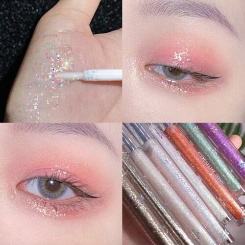 Diamond Shimmer Liquid Eyeshadow Waterproof Glitter Eye Shadow Long-Lasting Party Shiny Eyeliner Pen Cosmetics Makeup Tools