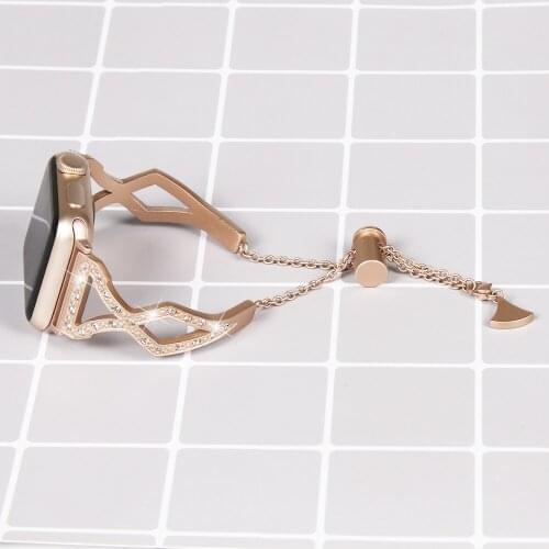 Diamond Jewelry Bracelet for Apple Watch Band Series SE/6/5/4/3/2 Women Fashion Metal Strap Belt for iWatch 44mm 40mm 42mm 38mm