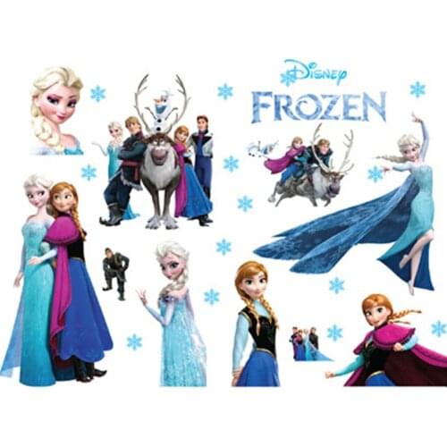 Disney Frozen Stickers Bedroom Wall Decoration Cartoon Wall Paper for Refrigerator Wardrobe PVC Waterproof Anime Sticker Girl