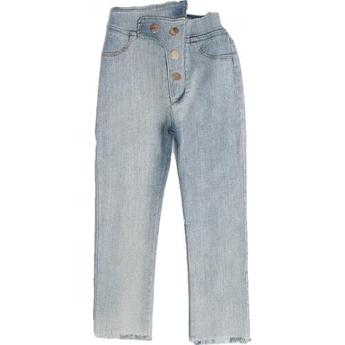 Fashion Korean Baby Girls Jeans Pants Flower High Waist Toddler Girl Jeans Kids Girls Casual Denim Trousers