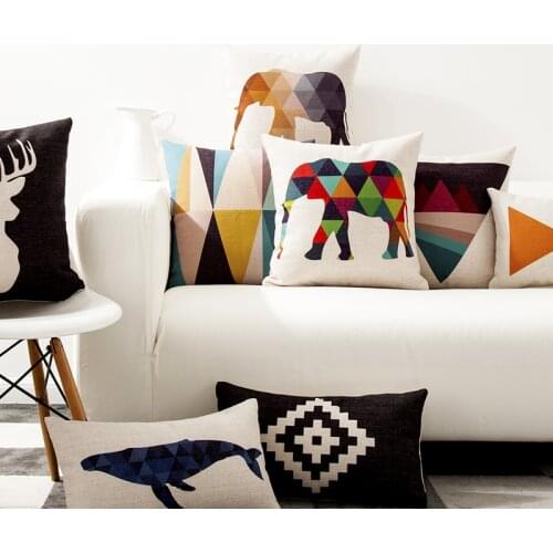 Europe Elephant Deer Geometric Pillow Cushion Cover office Pillow Case Home Decorative Pillow Linen Pillowcase Sofa Cushion