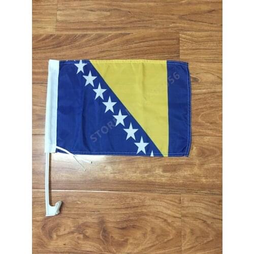 30x45CM Bosnia and Herzegovina window Car flag banner polyester Car decoration with flagpole Free Shipping