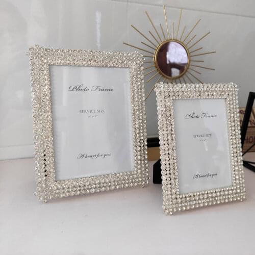 Diamond Ornament Photo Frame Metal Stand Modern Display Photo Frame Nordic Design Porta Retratos Para Foto Home Decor DE50XHK