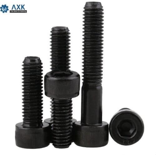 Head Cap Screw Screws Bolts Hex Socket Alloy Steel 50pcs/lot M4*6/8/10/12/16/20/25/30/35/40/45/50/55/60mm Black Machine High