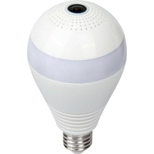 HD Wireless Panoramic Home Security WiFi CCTV Fisheye Night Bulb Lamp Surveillance Multi-angle Monitoring IP Camera LED Light