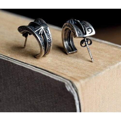 925 Sterling Silver Indian Totem Stud Earrings Women Men Earrings Vintage Party Wedding Jewelry for Girls Women Jewelry Punk