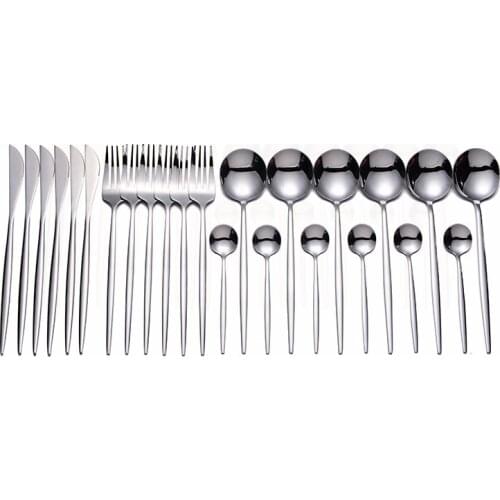 Kitchen Stainless Steel Cutlery Tableware Fork Spoon Knife Set Black Tableware Spoon Set Silverware Dinnerware Set Dropshipping