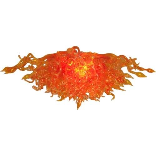 Orange Pendant Lamps 36 Inches Indoor Hand Blown Glass Chandelier for Entrance Halls Reception Areas Warm Light Source