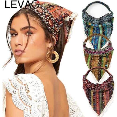 Levao Embroidery Triangle Bandanas French Headscarf Headband For Women Hair Band Turban Headwear Hair Accessories