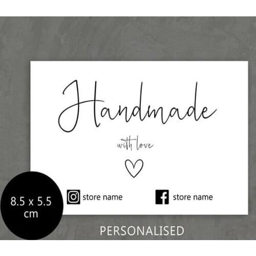 Handmade With Love Card Pack, Personalised Business Mini Card Multipack Small Business Note Card Delivered 8.5*5.4cm